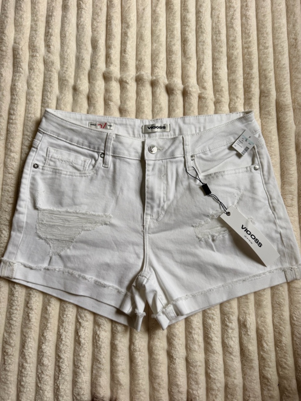 Maurices White Distressed Denim Shorts NWT
